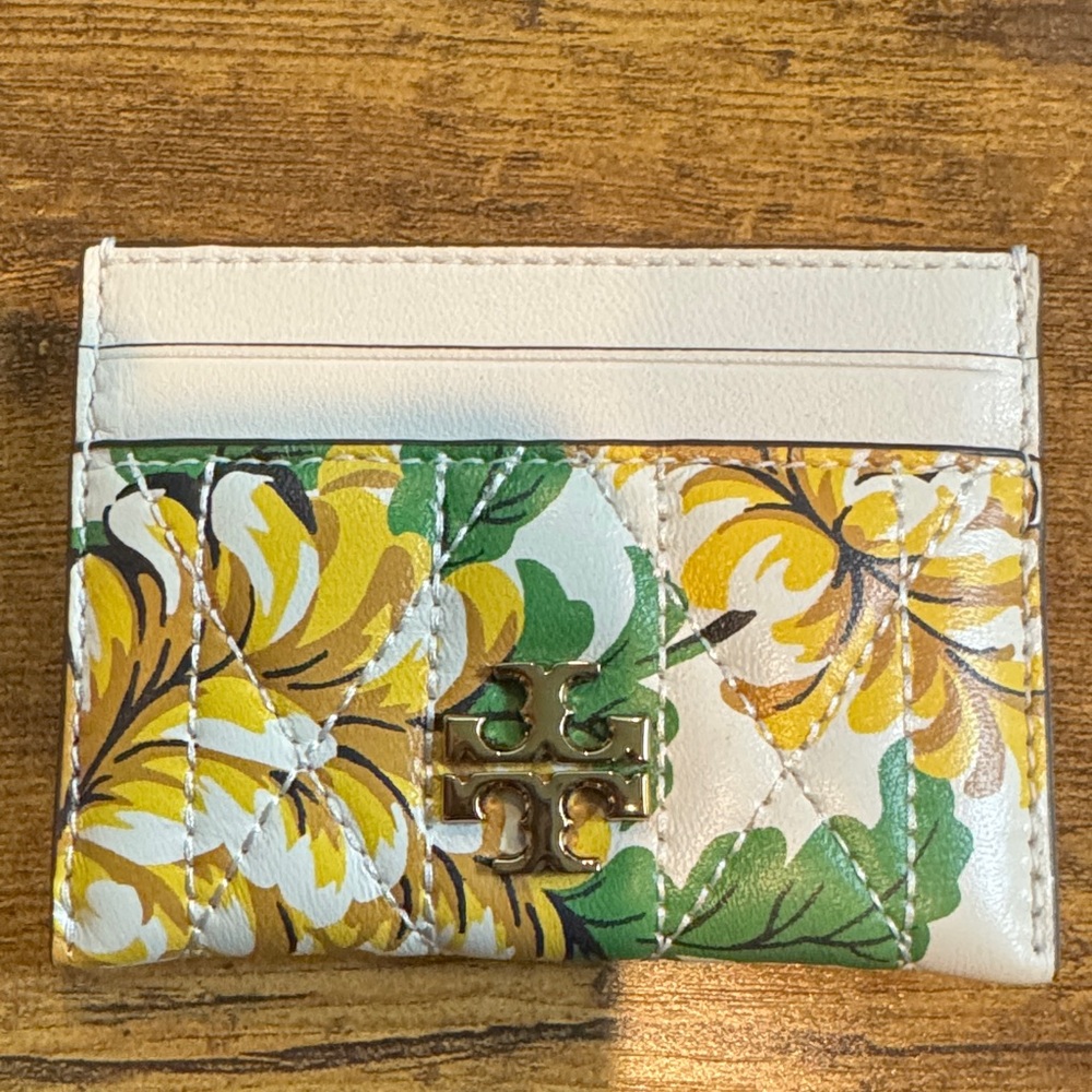Tory Burch Yellow and Green Floral Card Holder